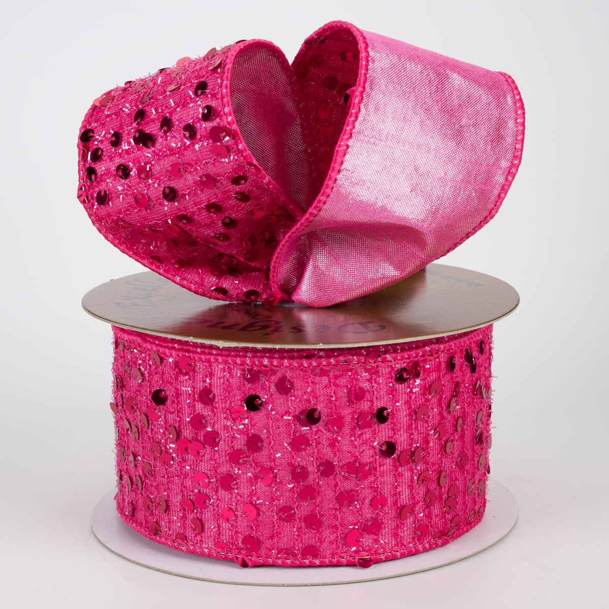 2.5" Designer Double Sided Spangle Sequin Ribbon: Hot Pink (10 Yards)