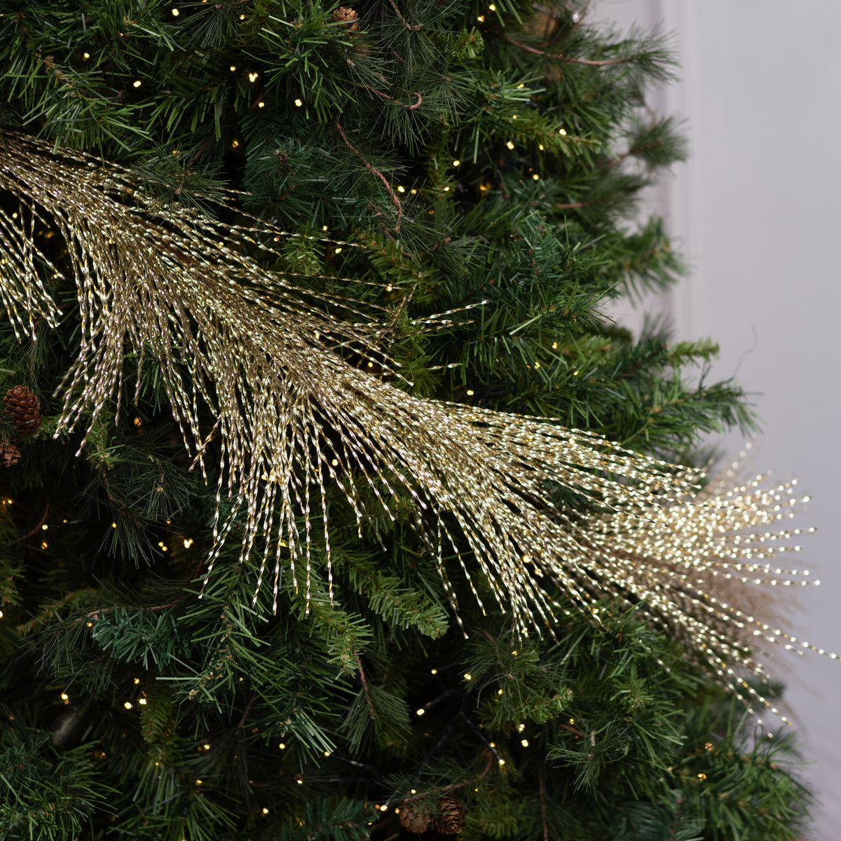6' Twisted Tinsel Grass Garland: Champagne Gold