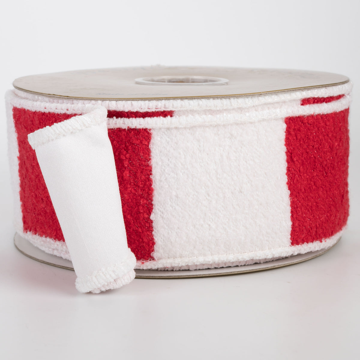2.5" Designer Terry Cloth Stripe Ribbon: Red & White (10 Yards)