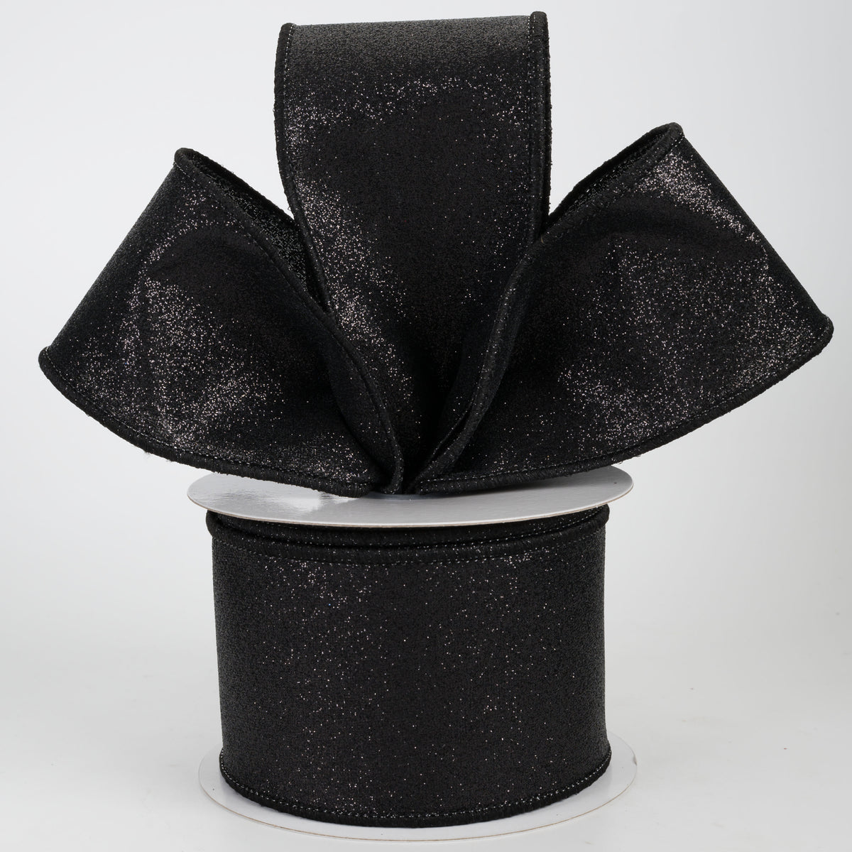 2.5" Shimmer Glitter Ribbon: Black (10 Yards)