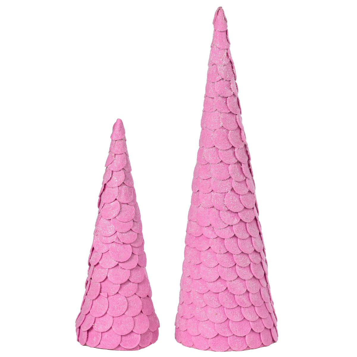12" & 18" Glittered Felt Pinecone Trees: Pink (Set of 2)