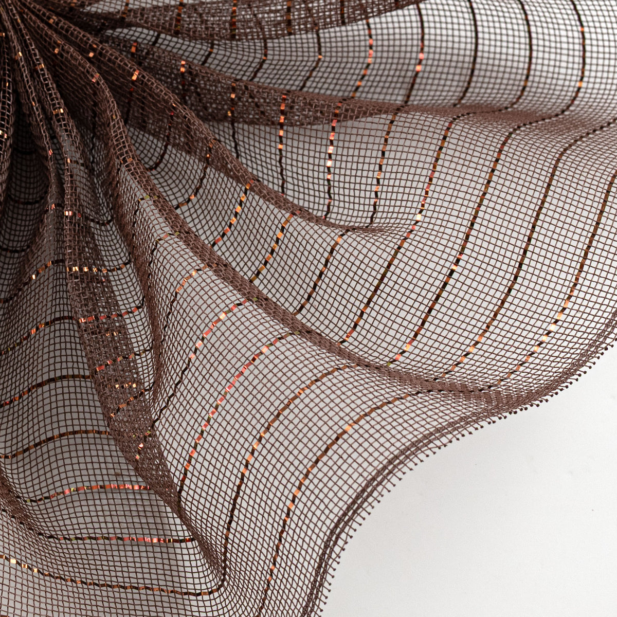 10" Metallic Fine Weave Deco Mesh: Chocolate Brown