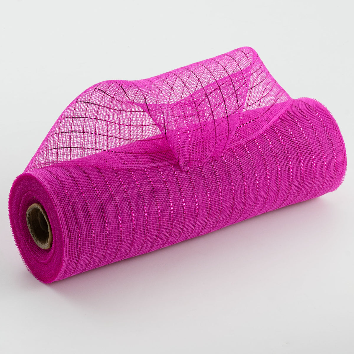 10" Metallic Fine Weave Deco Mesh: Hot Pink