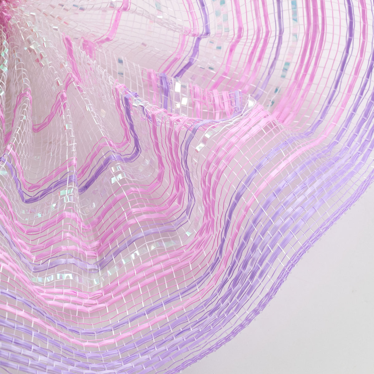10" Vertical Wide Strip Ombré Mesh: Iridescent Lavender & Pink