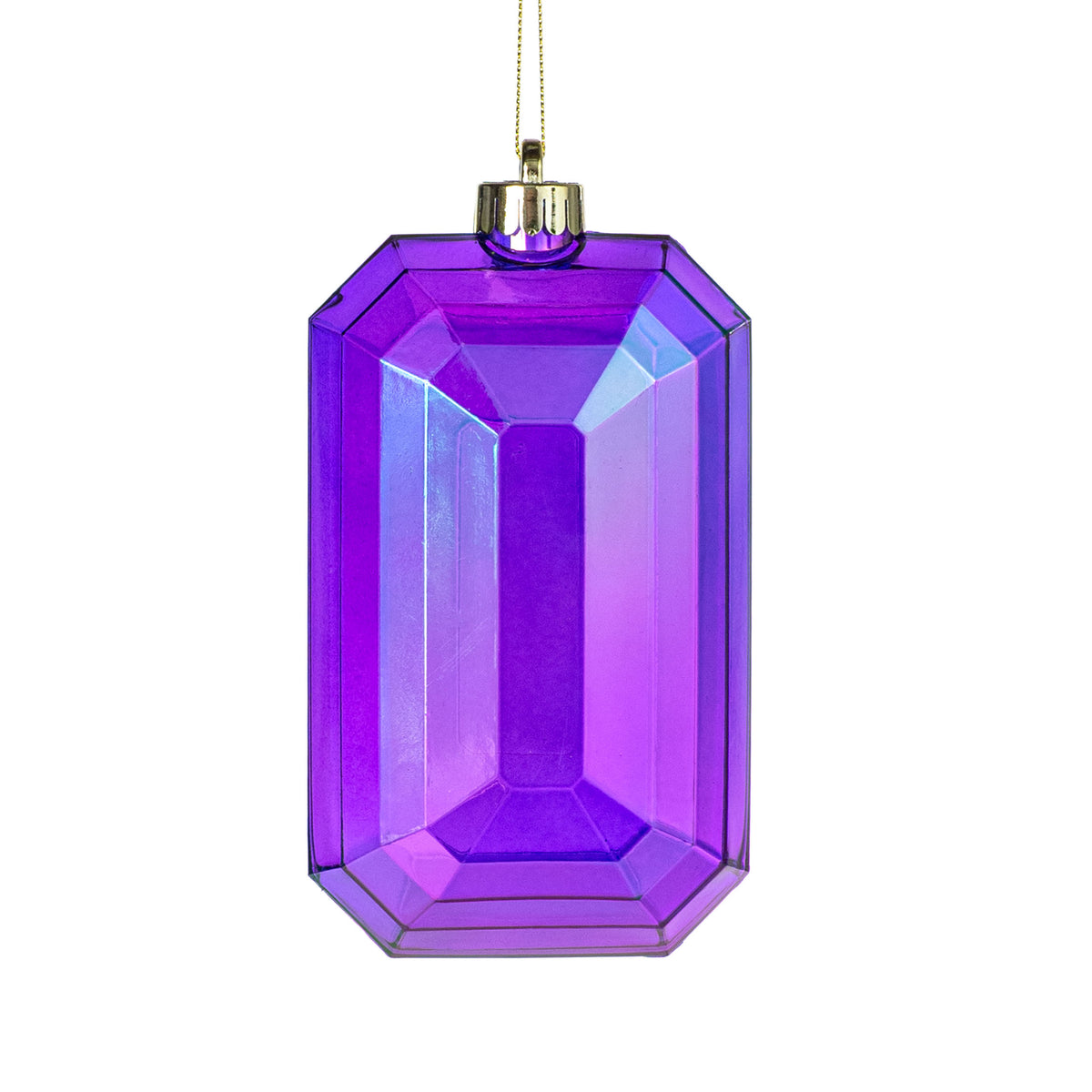 7" Iridescent Rectangle Gem Ornament: Purple