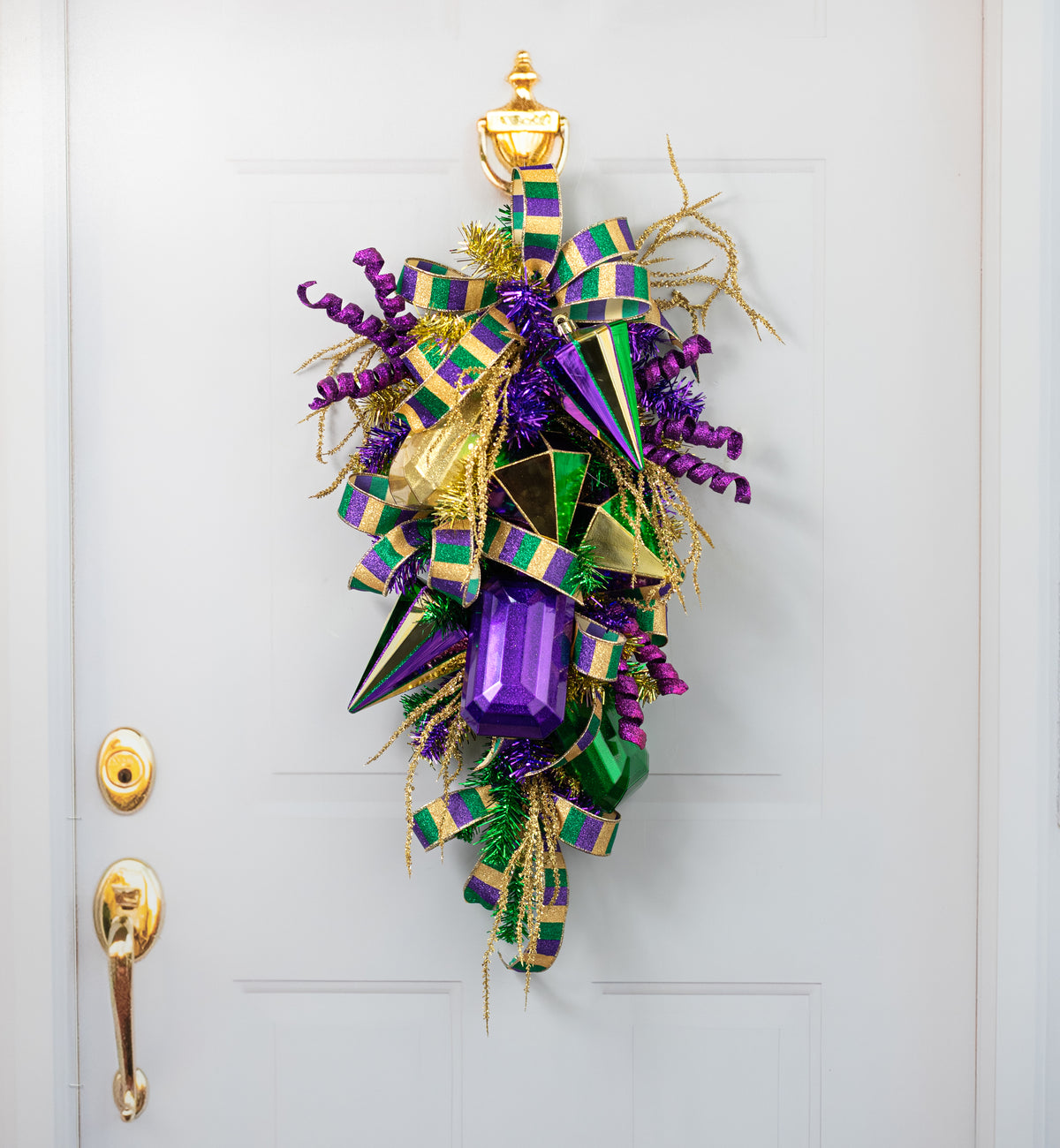 7" Glitter Inside Rectangle Gem Ornament: Purple