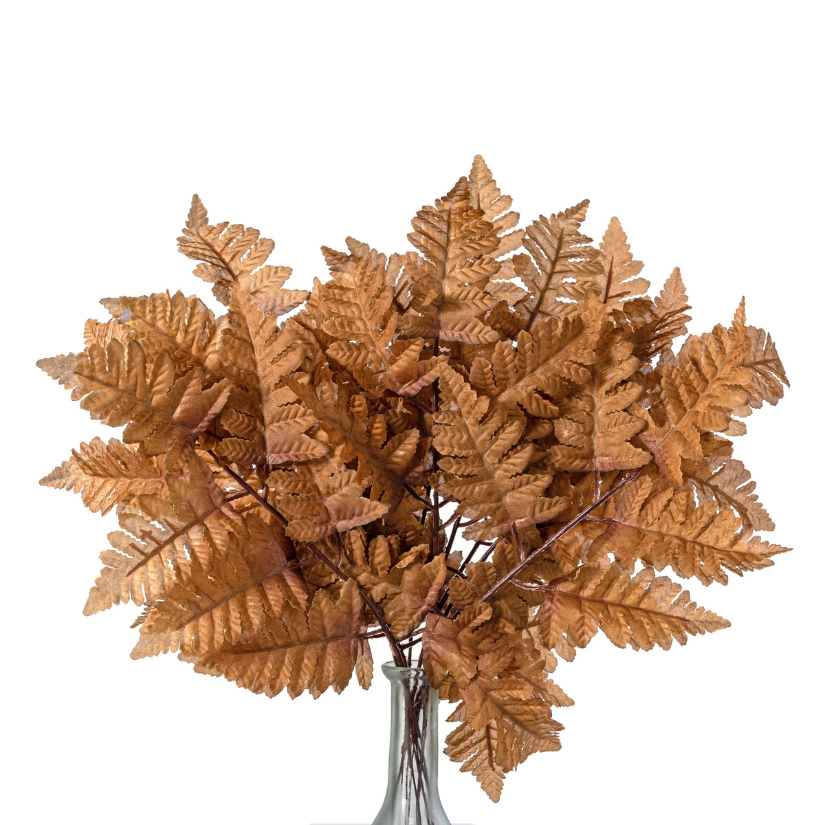 17" Pull Apart Silk Leather Leaf Bush: Light Brown (12 Stems)