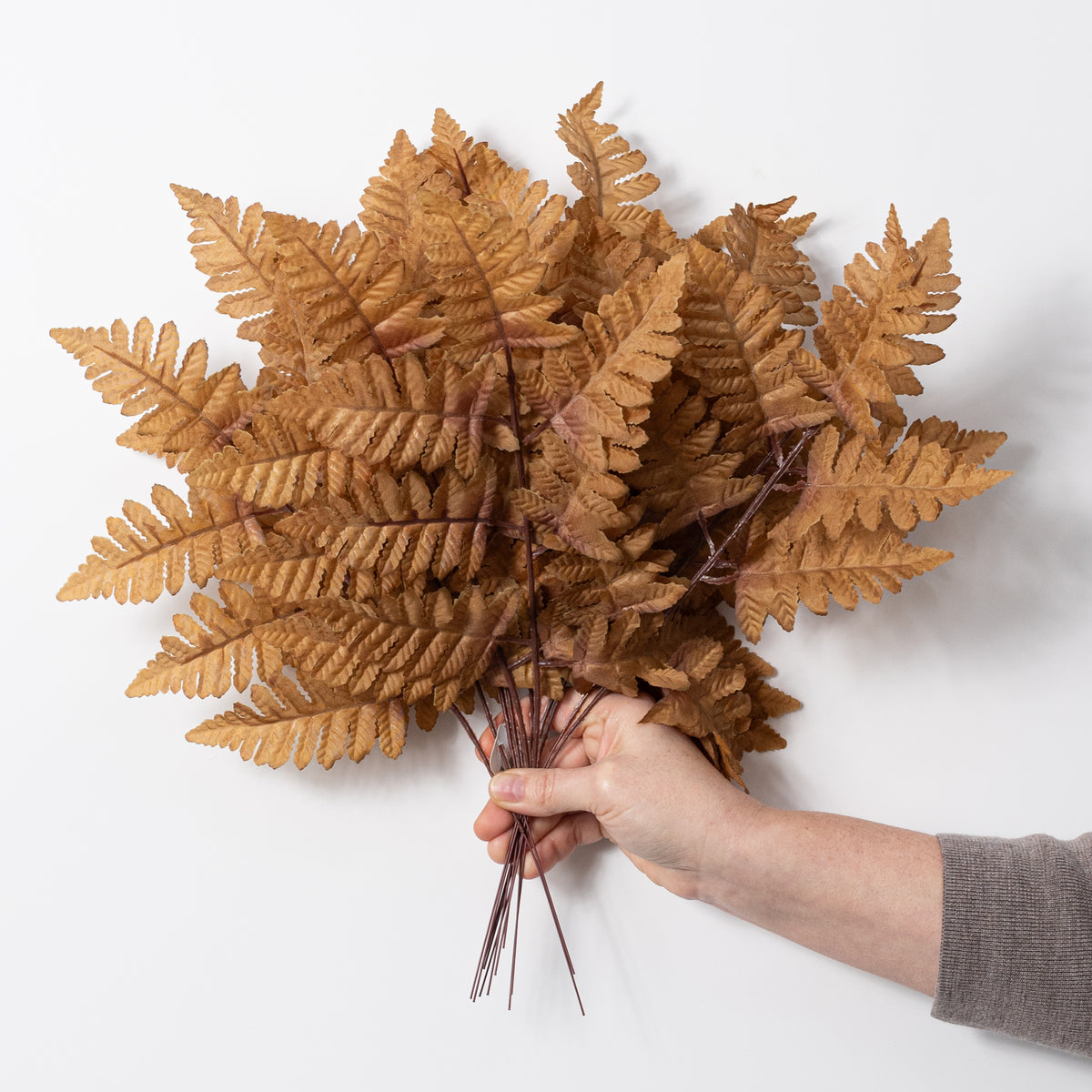 17" Pull Apart Silk Leather Leaf Bush: Light Brown (12 Stems)