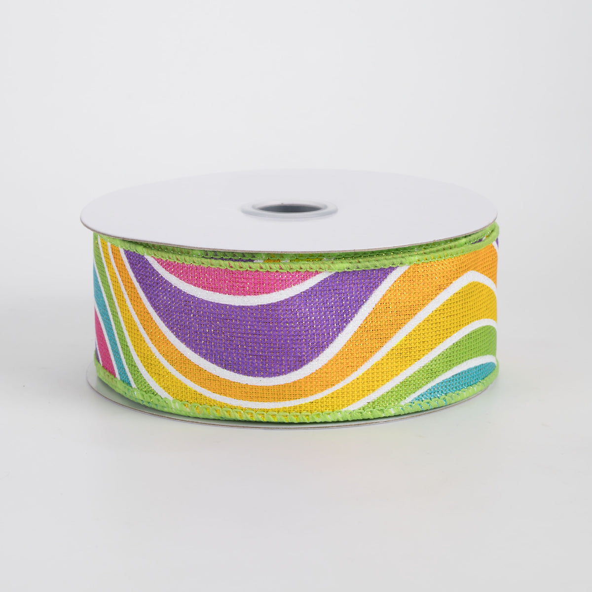 1.5" Multicolor Wavy Stripe Ribbon: Bright Pastels & Iridescent (10 Yards)