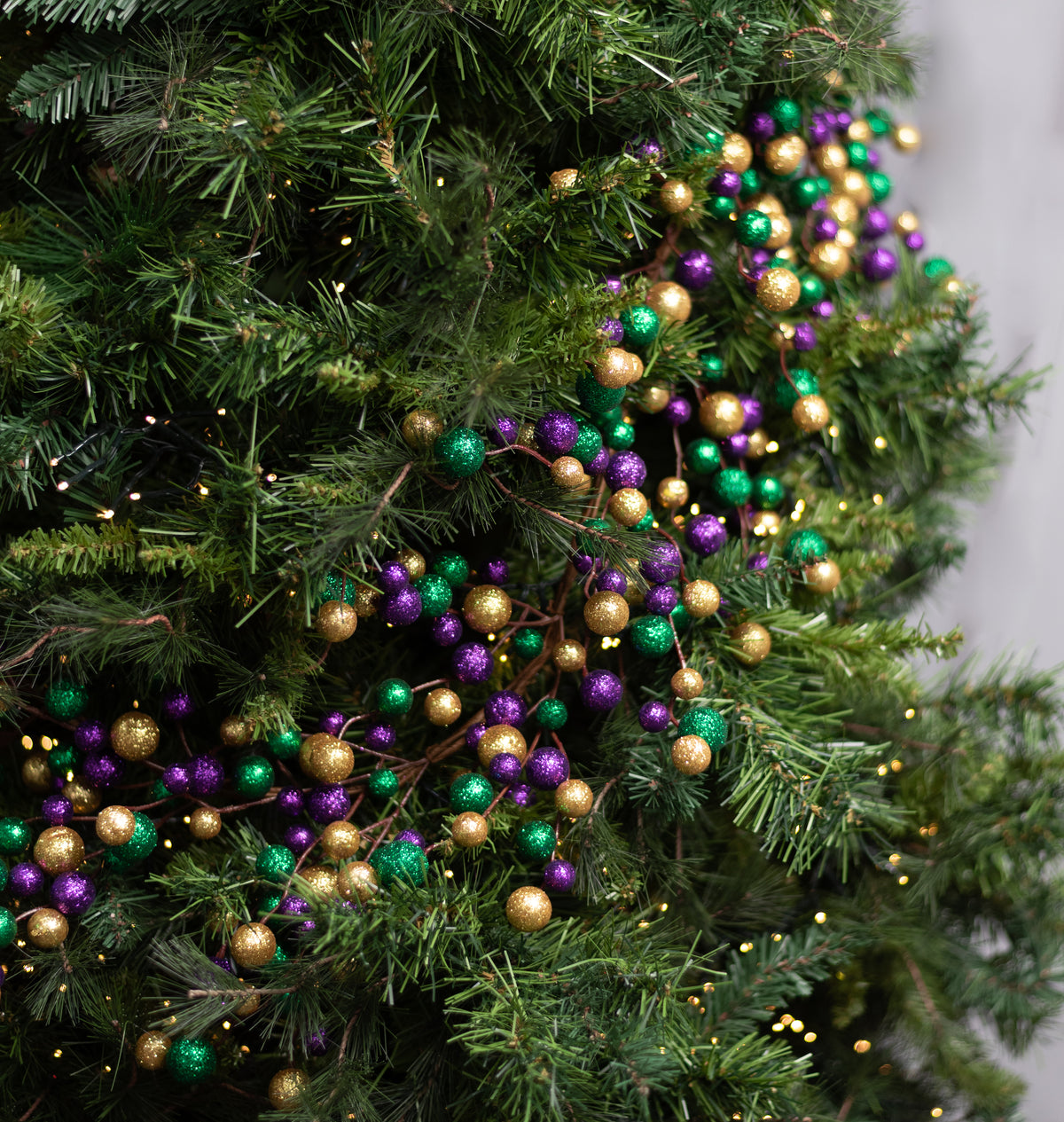6' Mixed Glitter Ball Garland: Mardi Gras