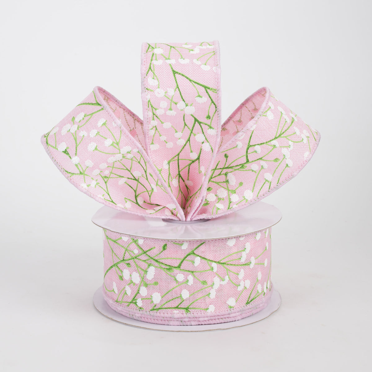 1.5" Baby's Breath Gypsophila Ribbon: Light Pink (10 Yards)