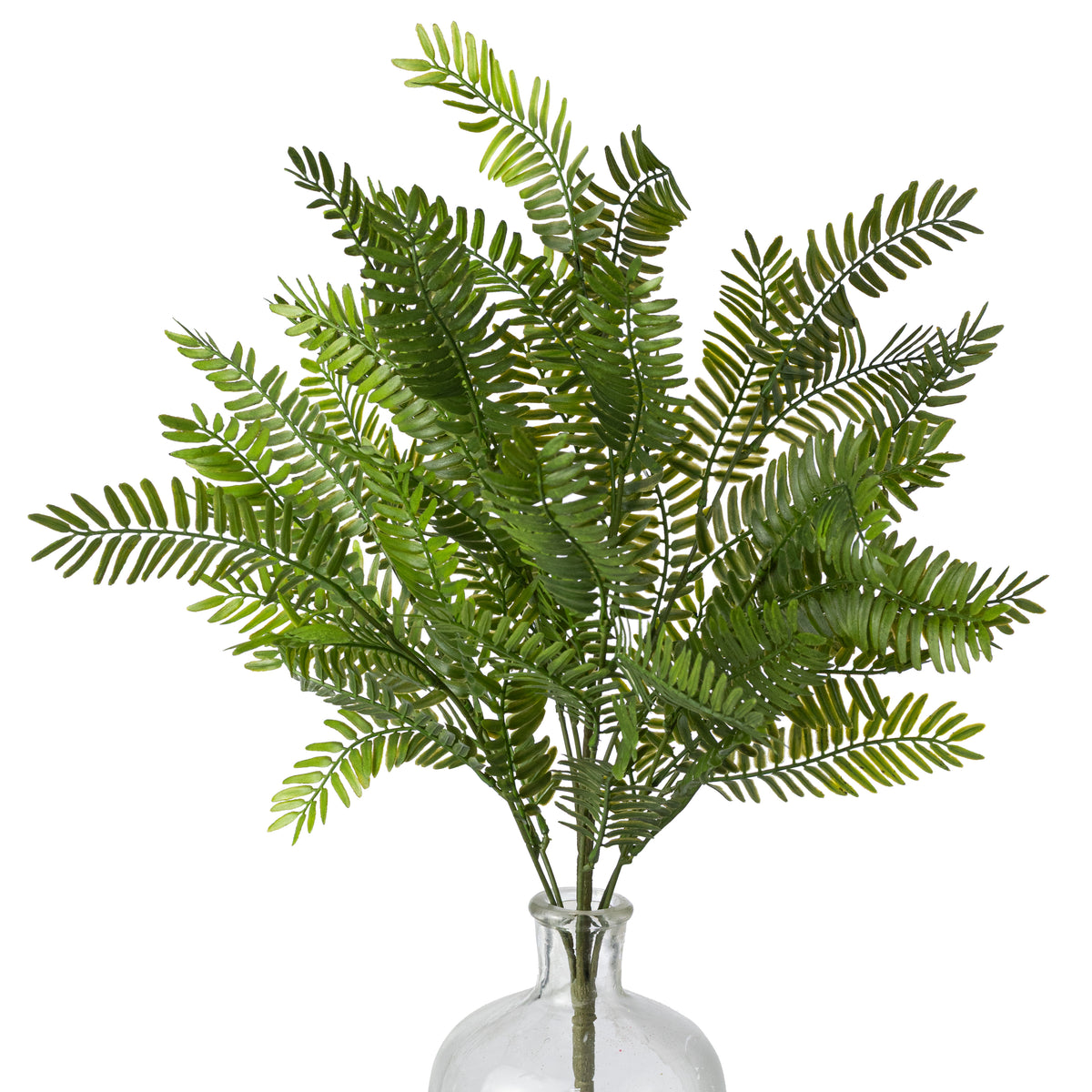 23" Soft Touch Plastic Fern Bush: Two Tone Green