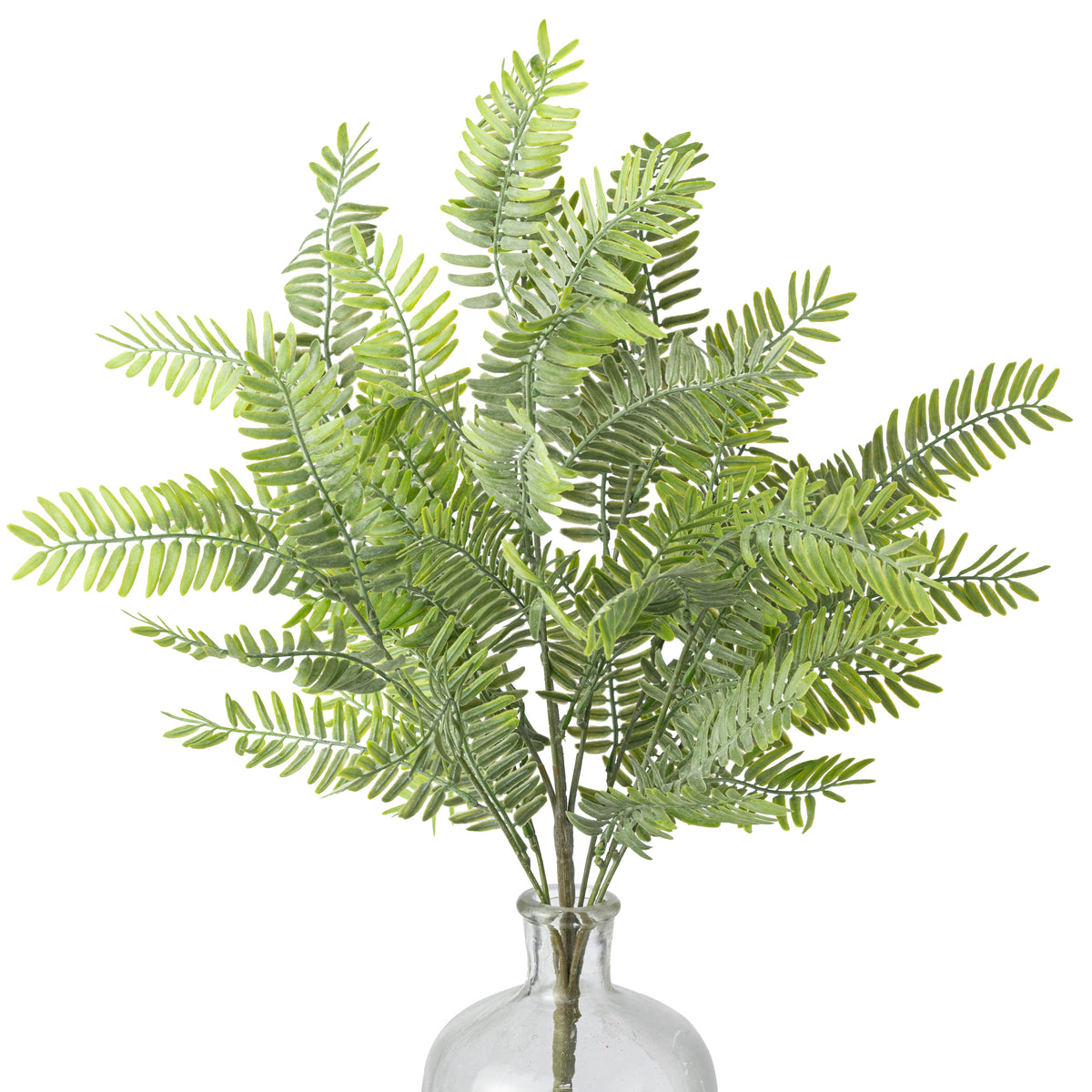 23" Soft Touch Plastic Fern Bush: Two Tone Light Green