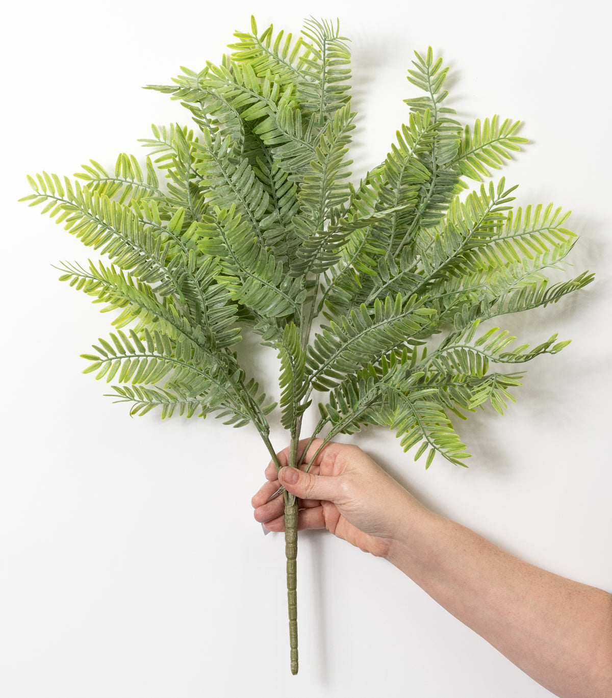 23" Soft Touch Plastic Fern Bush: Two Tone Light Green