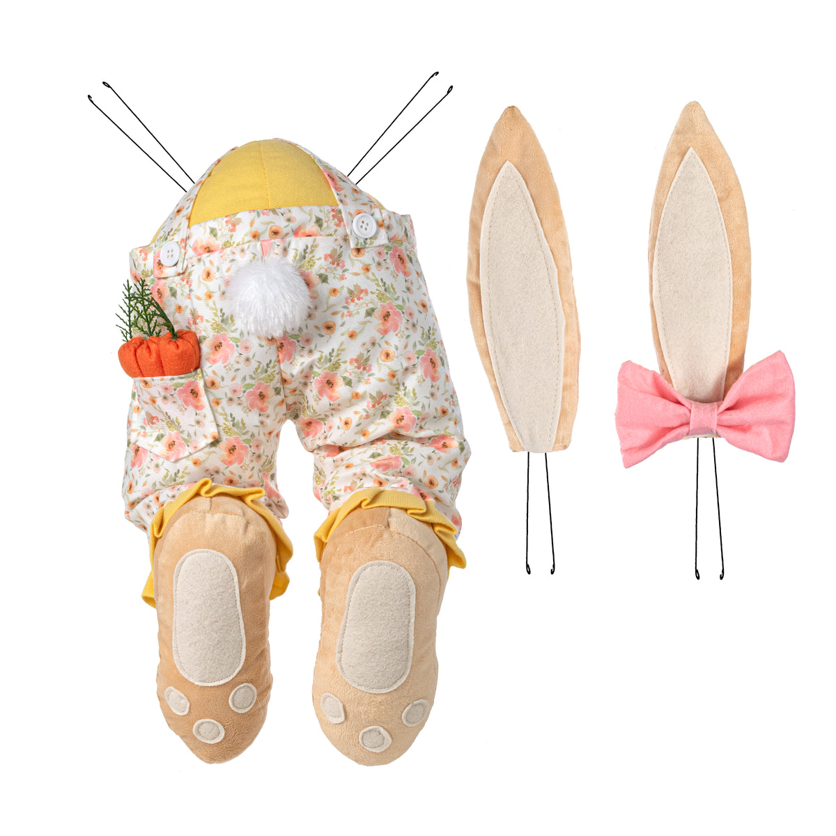 Plush Girl Bunny Wreath Decor Kit: Yellow (3 Pieces)