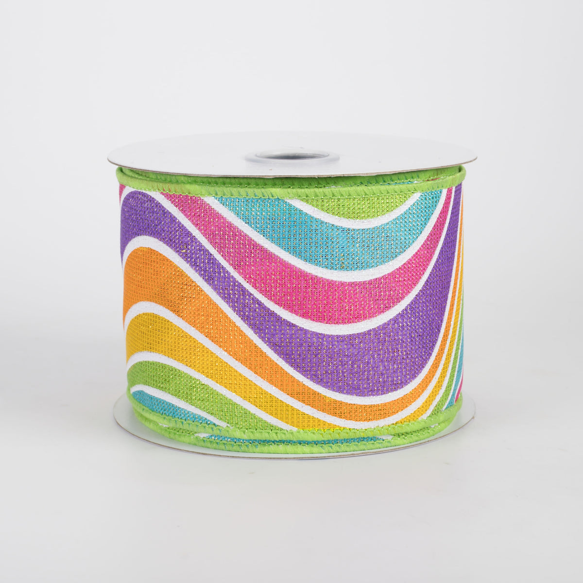 2.5" Multicolor Wavy Stripe Ribbon: Bright Pastels & Iridescent (10 Yards)