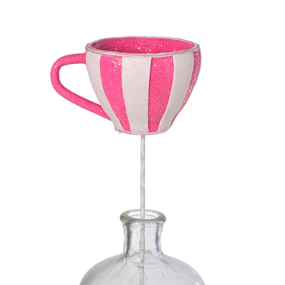 6" x 16" Striped Tea Cup Pick: Hot Pink