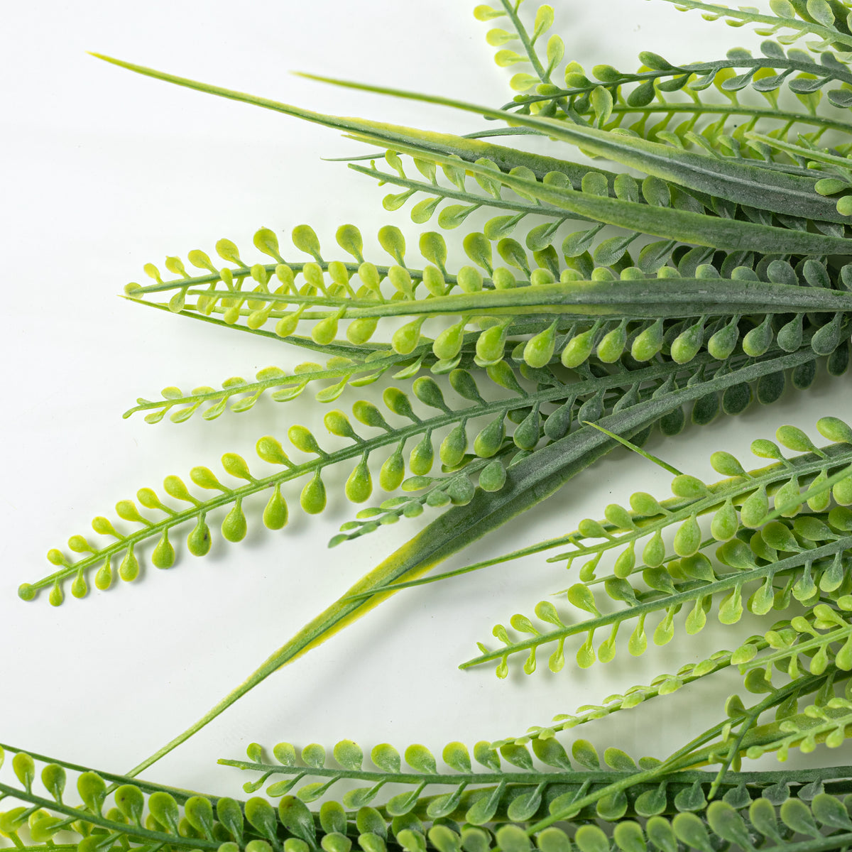 32" BUDGET Button Fern Hanging Bush: Spring Green (5 Stem)