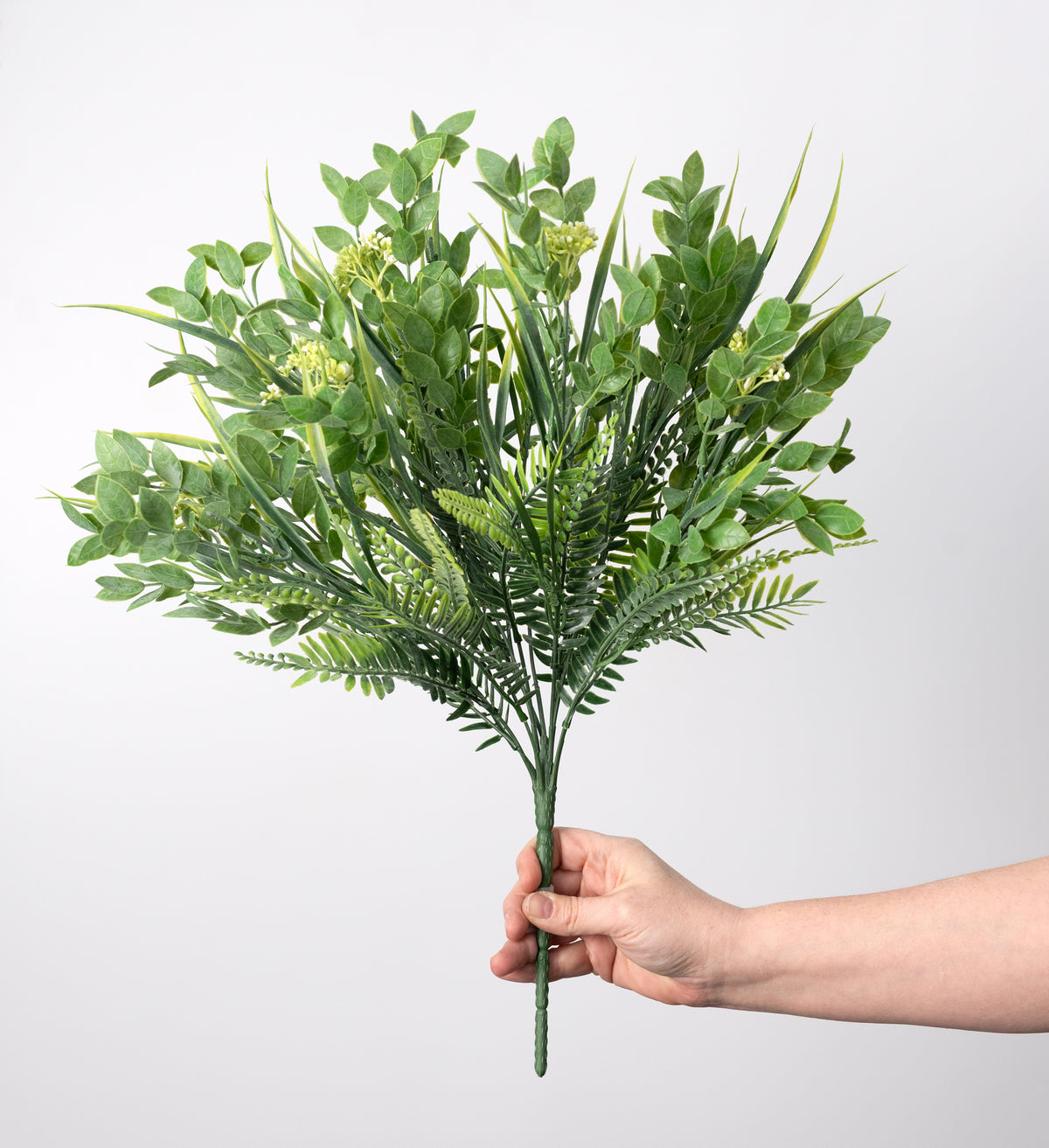 21" Mixed Ferns & Greenery Bush: Spring Green (12 Stem)