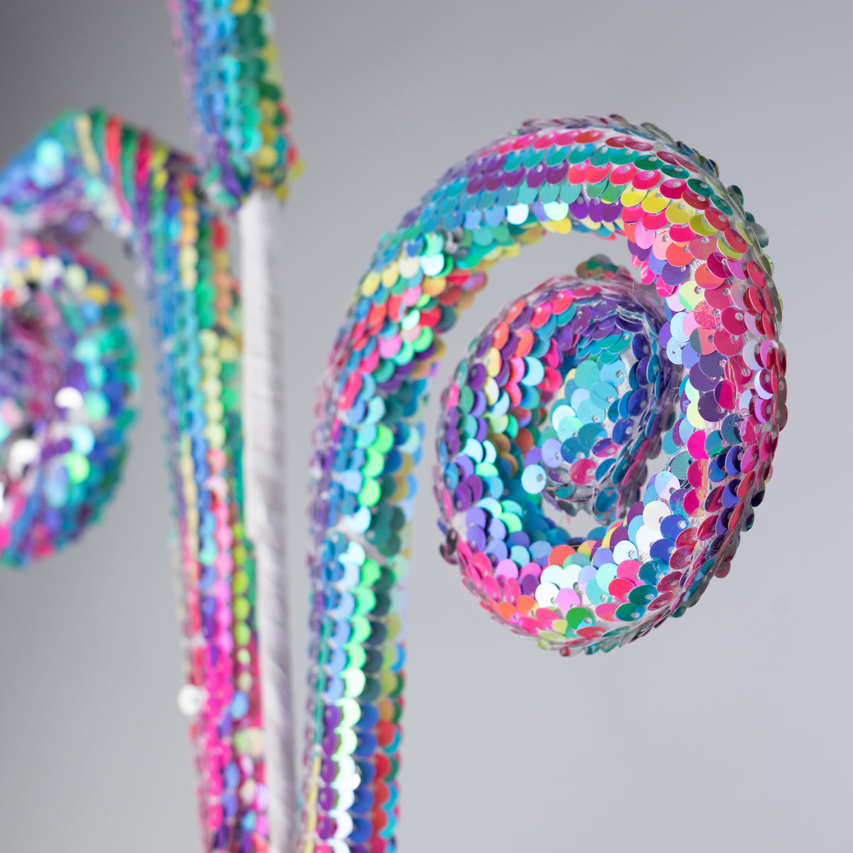28" Sequin Spiral Curly Spray: Iridescent Neon Disco