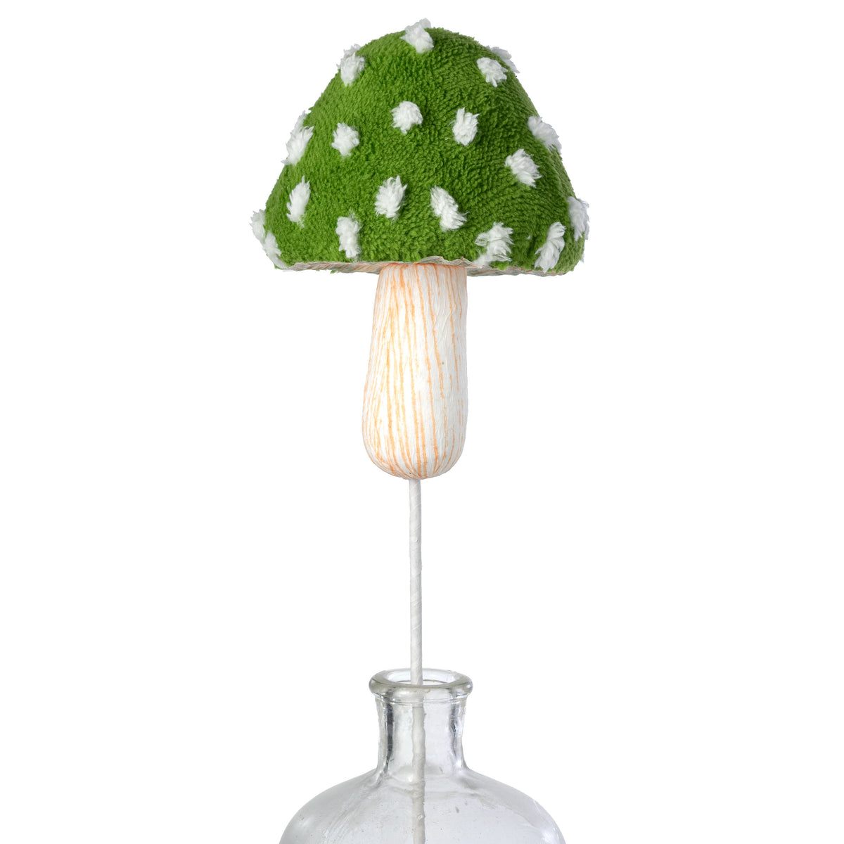 20" Polkadot Mushroom Spray: Moss Green & White