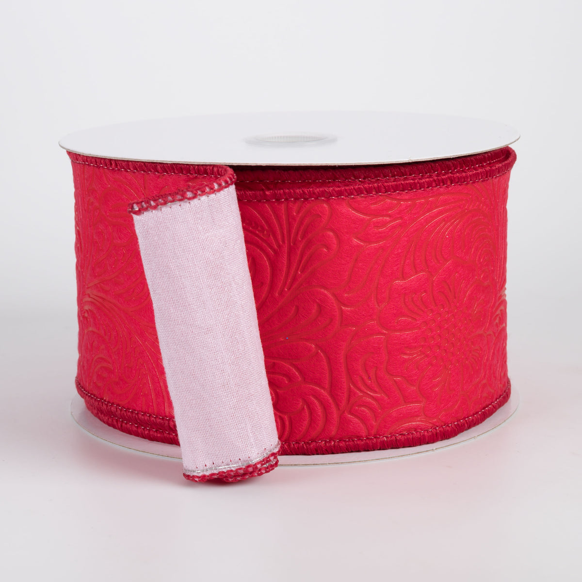 2.5" Double Sided Flower Breeze & Dupioni Ribbon: Red & Pink (10 Yards)