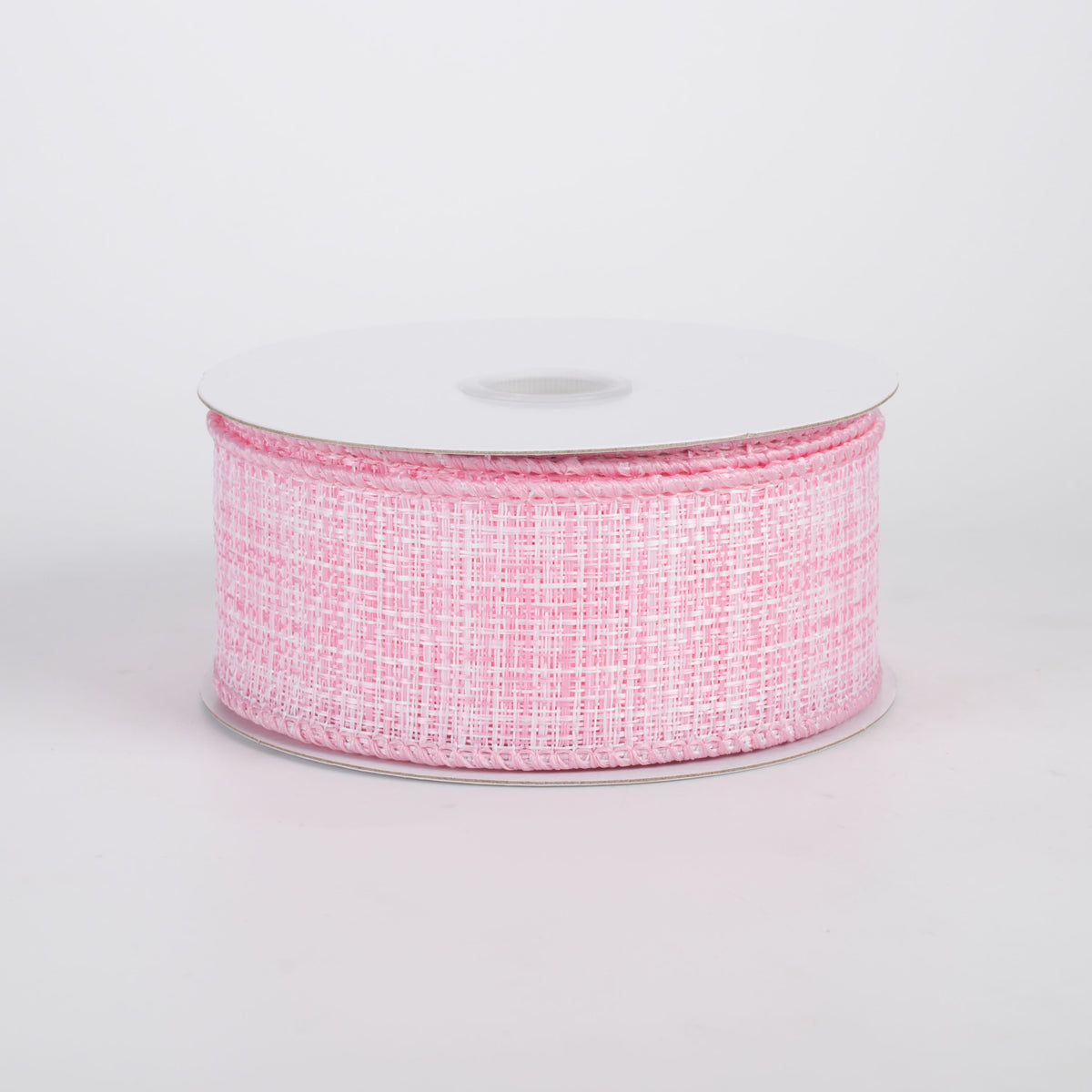 1.5" Two-Tone Tweed Ribbon: Pink & White (10 Yards)