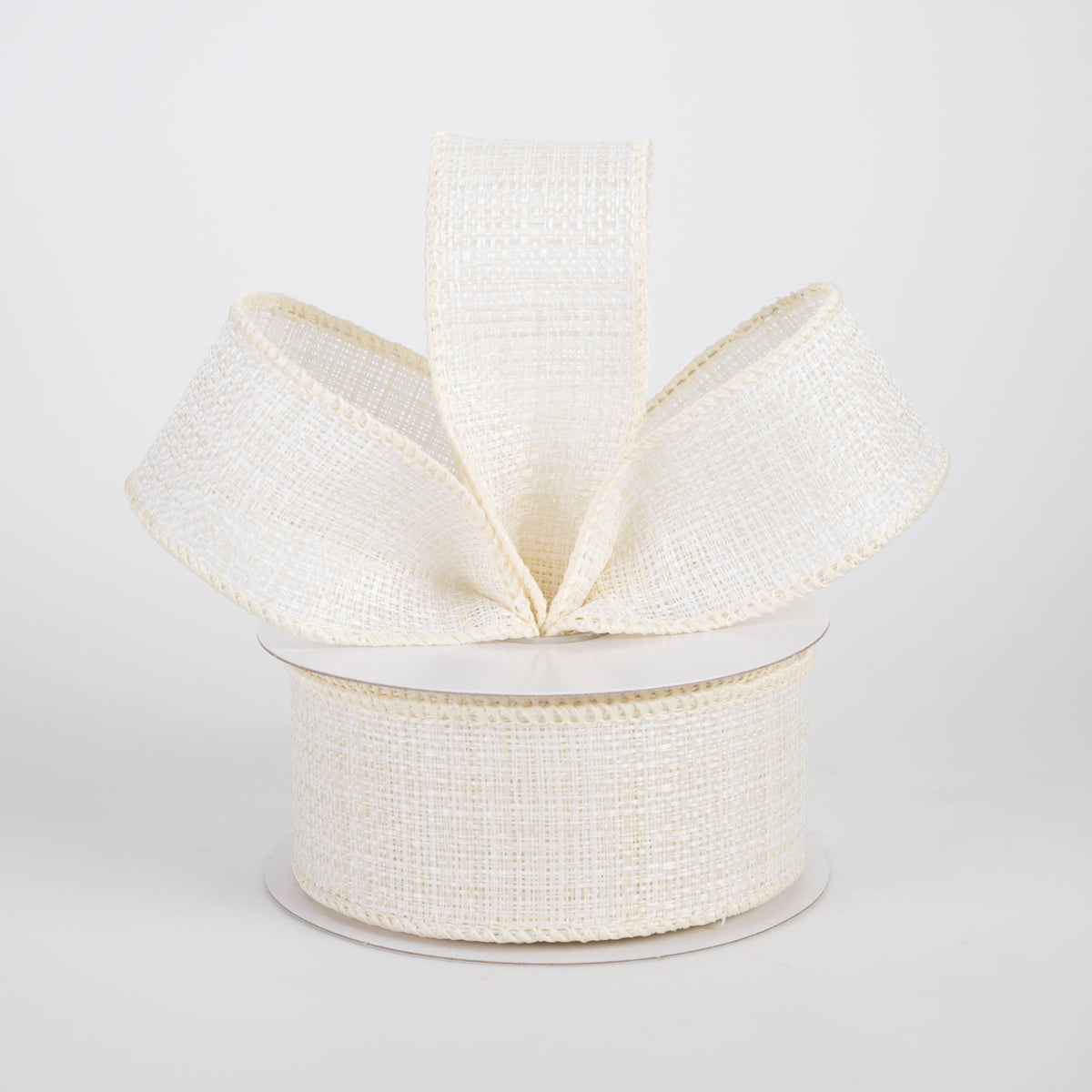 1.5" Two-Tone Tweed Ribbon: Ivory & Tan (10 Yards)