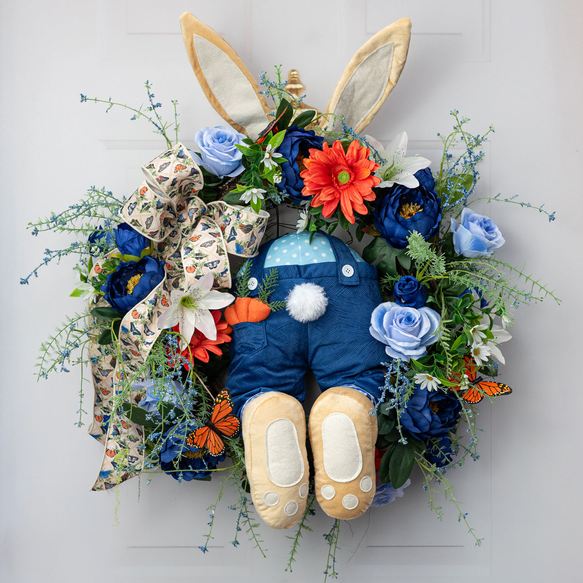 Plush Bunny Bottom Wreath Decor Kit: Blue (3 Pieces)