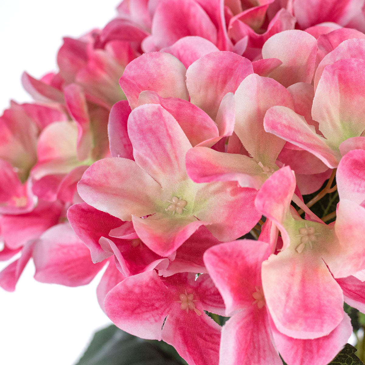 16" Fabric Hydrangea Bush: Hot Pink (5 Stem)