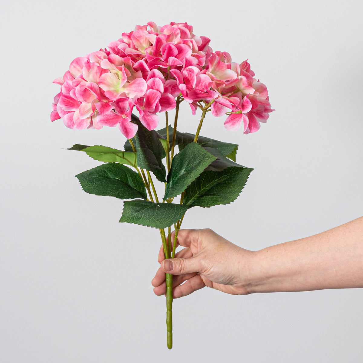 16" Fabric Hydrangea Bush: Hot Pink (5 Stem)