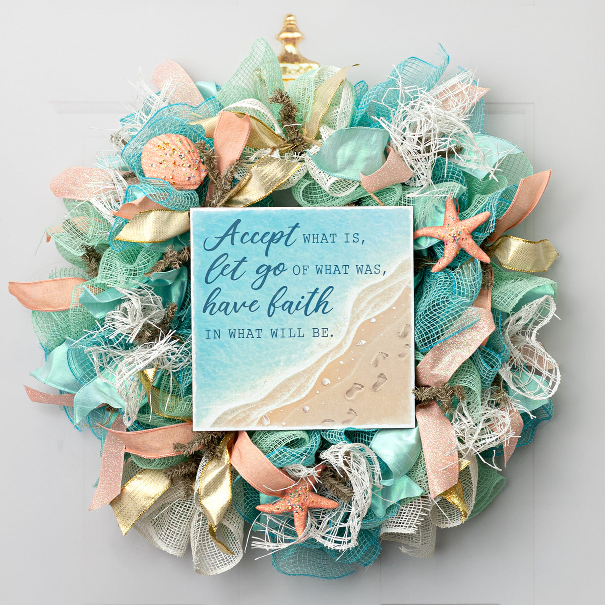 10" Square Wooden Sign: Footprints on the Beach Faith