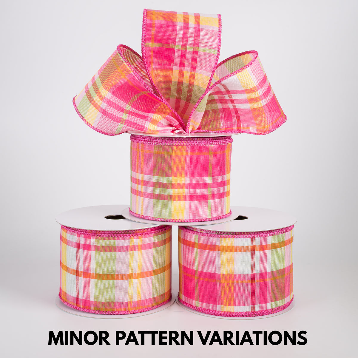 2.5" Posey Plaid Ribbon: Hot Pink Brights (10 Yards)