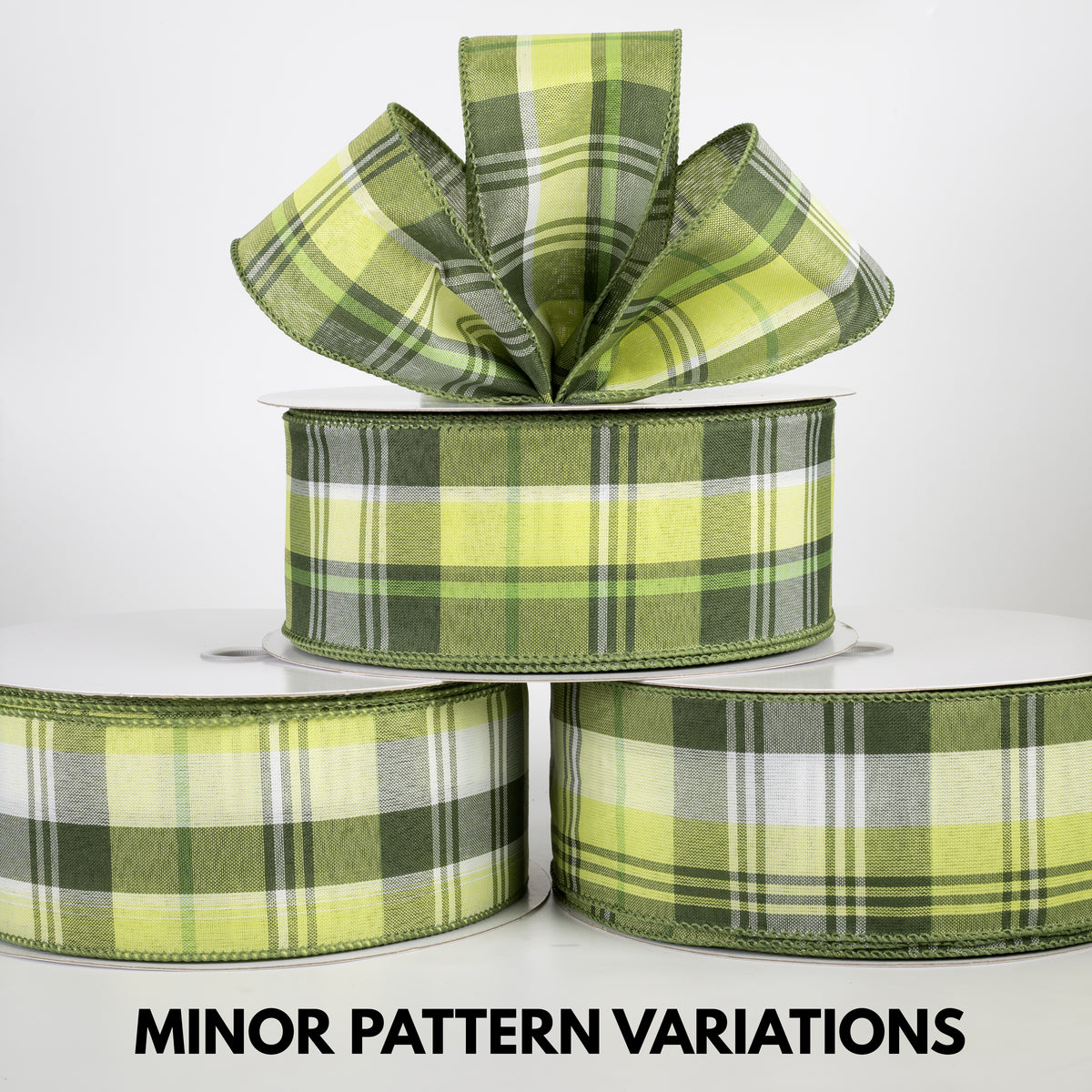 2.5" Lindy Plaid Ribbon: Shades of Green (50 Yards)