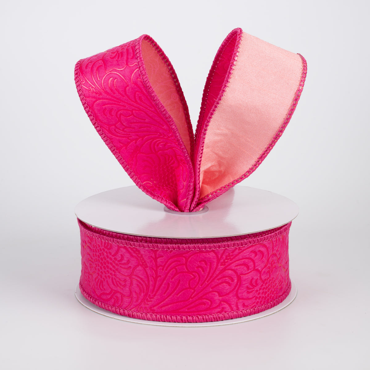 1.5" Double Sided Flower Breeze & Dupioni Ribbon: Fuchsia & Rose (10 Yards)