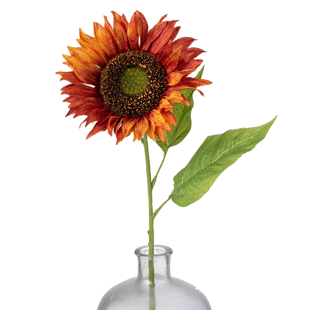 8" x 29" Velvet Sunflower Stem: Orange Red