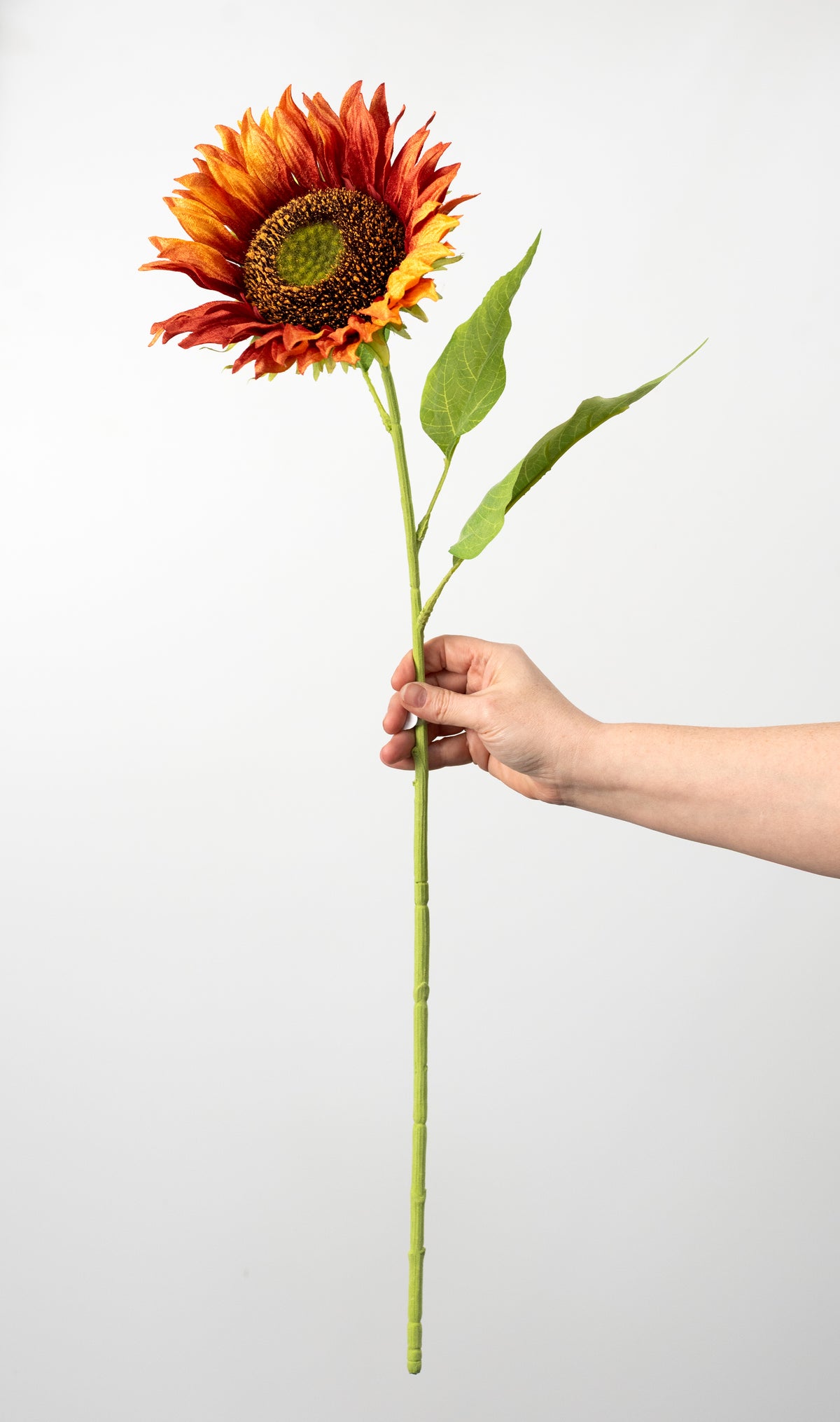 8" x 29" Velvet Sunflower Stem: Orange Red