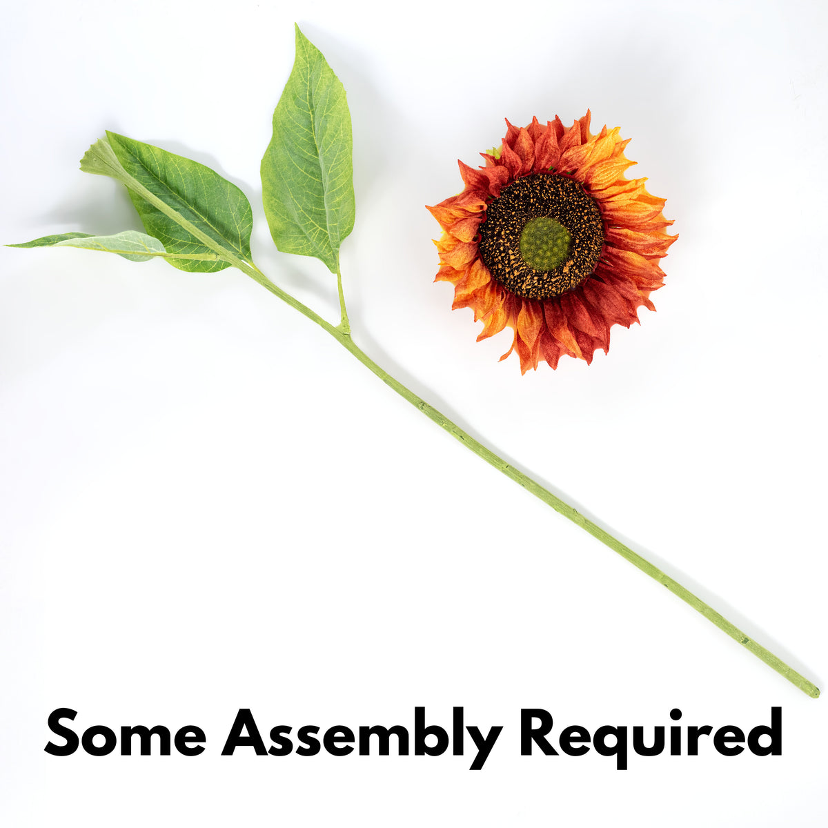 8" x 29" Velvet Sunflower Stem: Orange Red