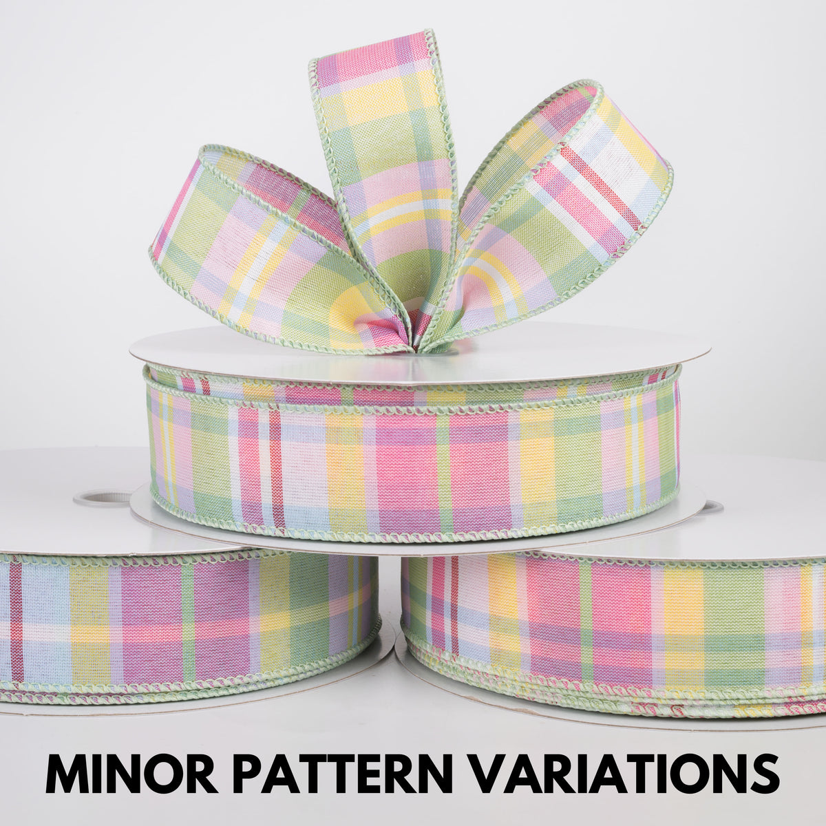 1.5" Posey Plaid Ribbon: Light Yellow Spring (50 Yards)