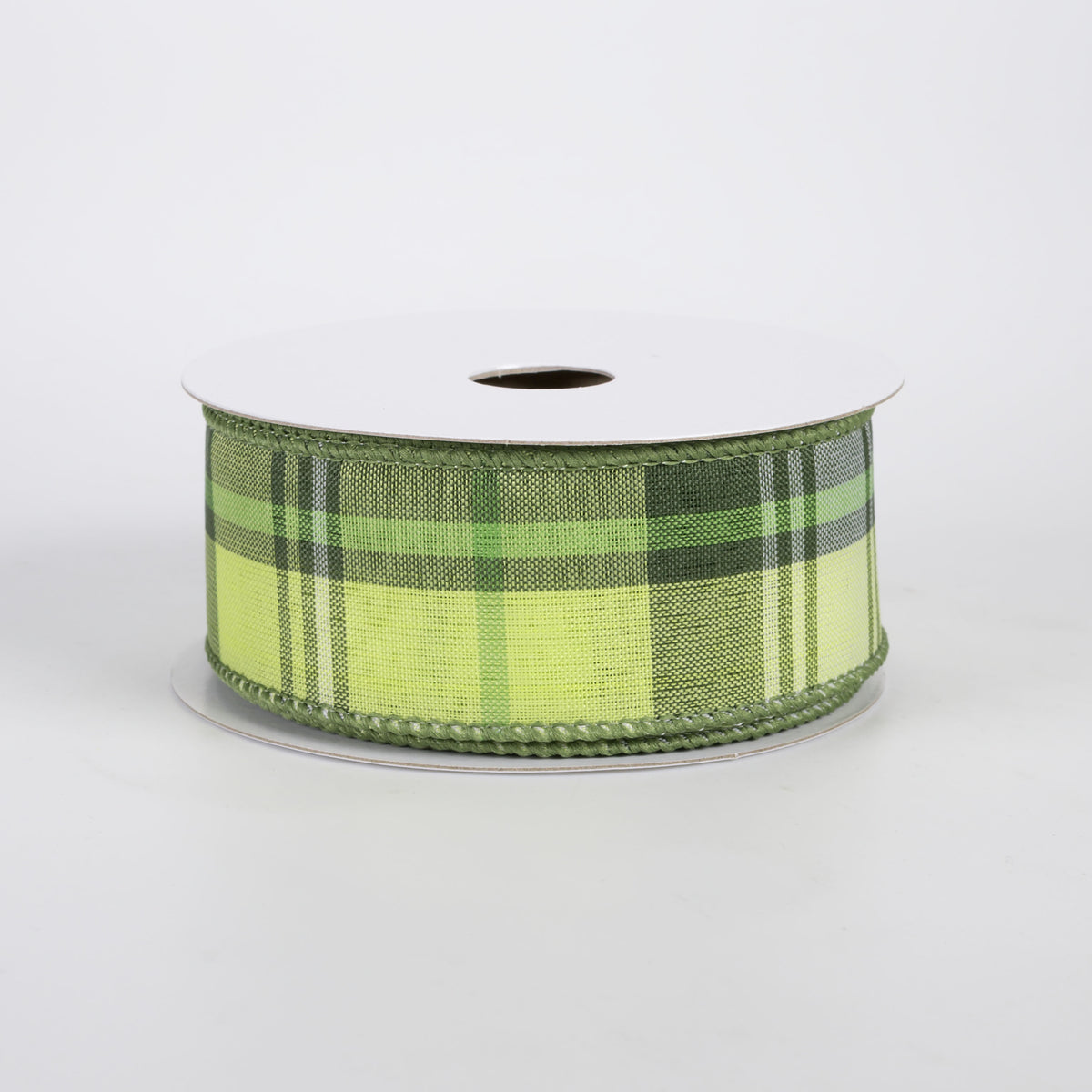 1.5" Lindy Plaid Ribbon: Shades of Green (10 Yards)