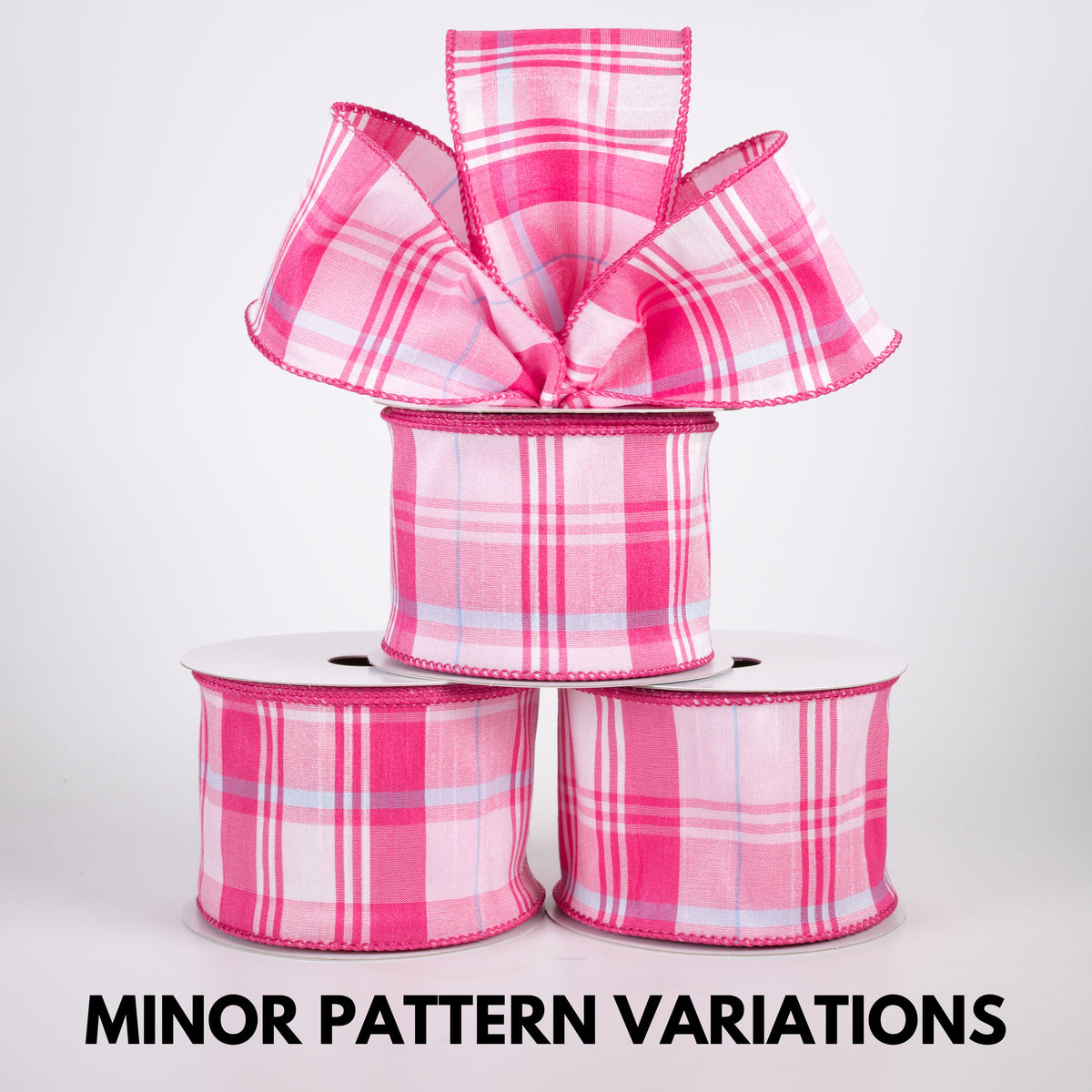 2.5" Lindy Plaid Ribbon: Shades of Pink (10 Yards)