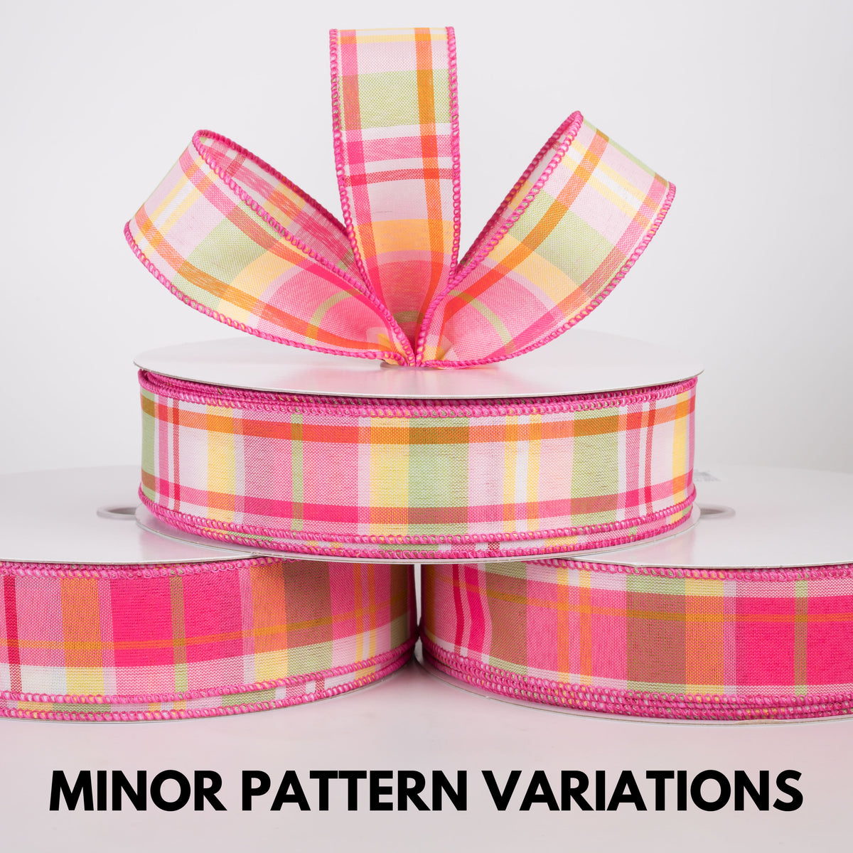 1.5" Posey Plaid Ribbon: Hot Pink Brights (50 Yards)