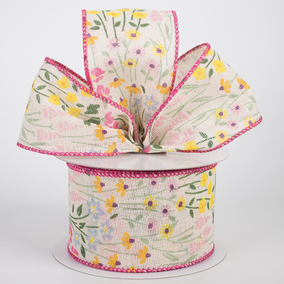 2.5" Canvas Wildflower Field Ribbon: Ivory (10 Yards)