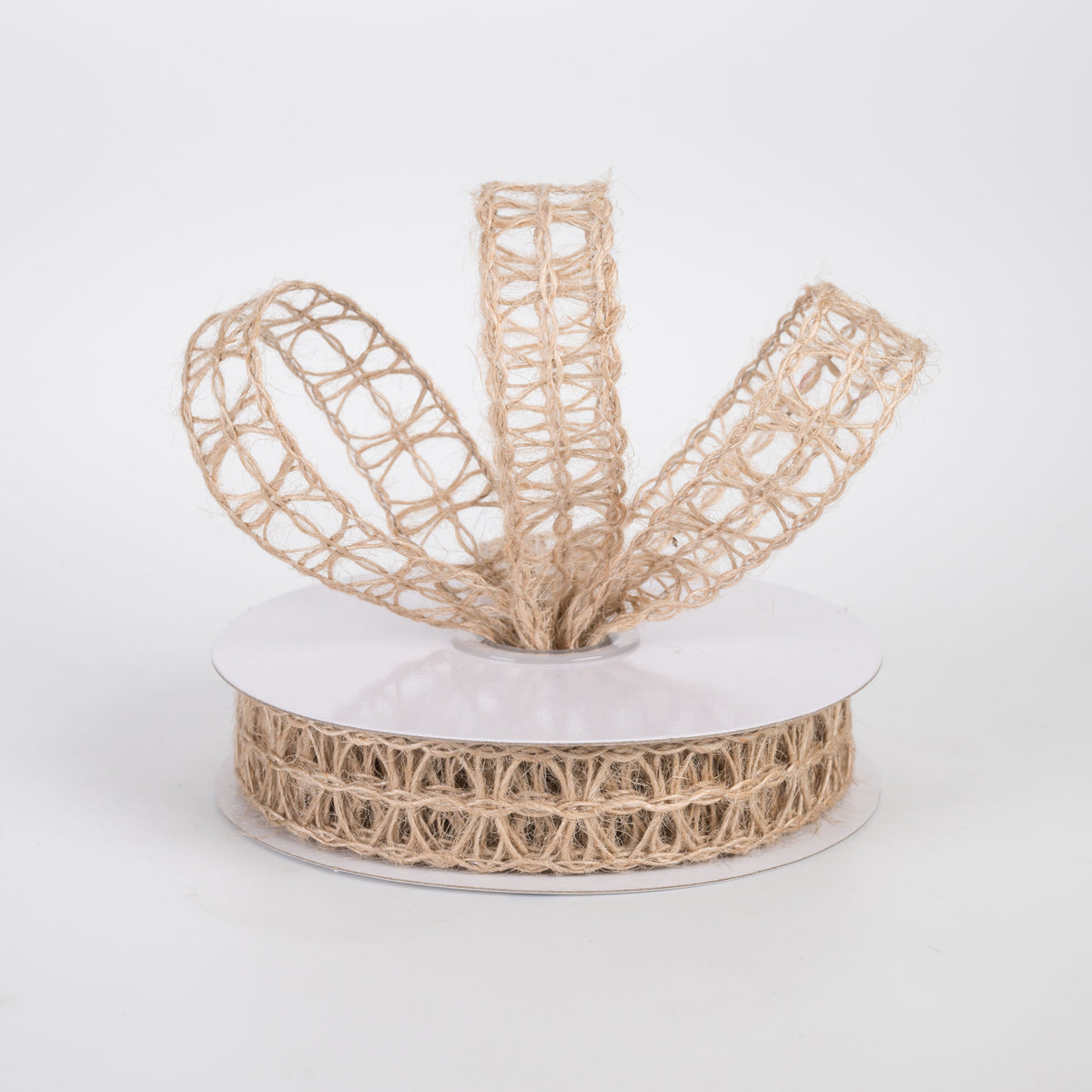 7/8" Wired Woven Jute Ovals Ribbon: Natural (10 Yards)