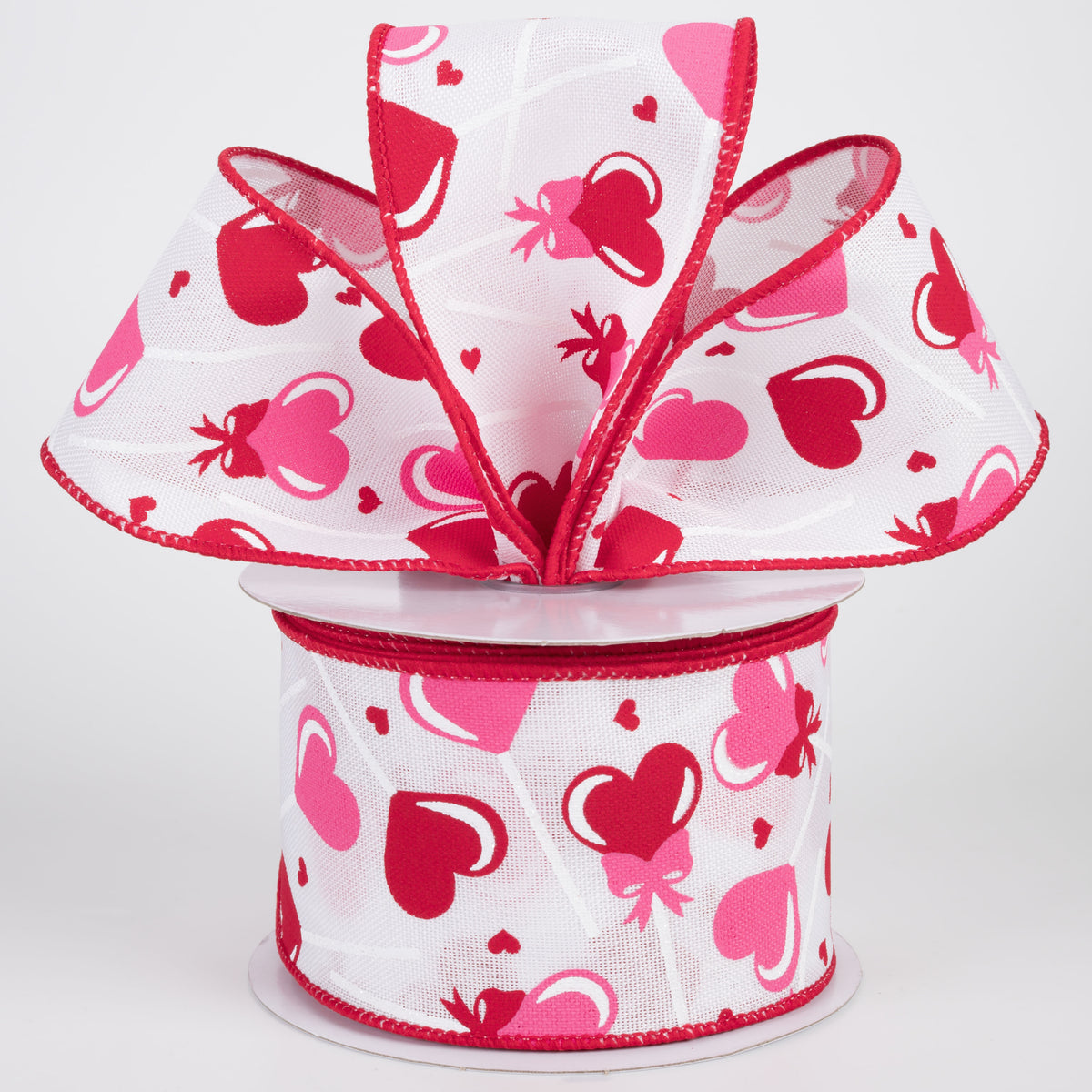 2.5" Heart Lollipops Candy Ribbon: Red & Pink (10 Yards)