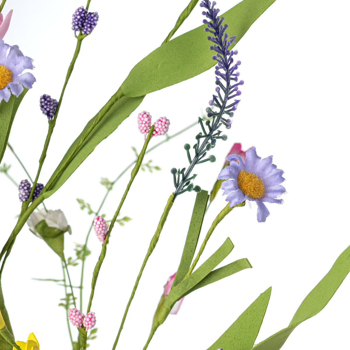 24" Fabric Flower, Leaf & Lavender Spray: Spring