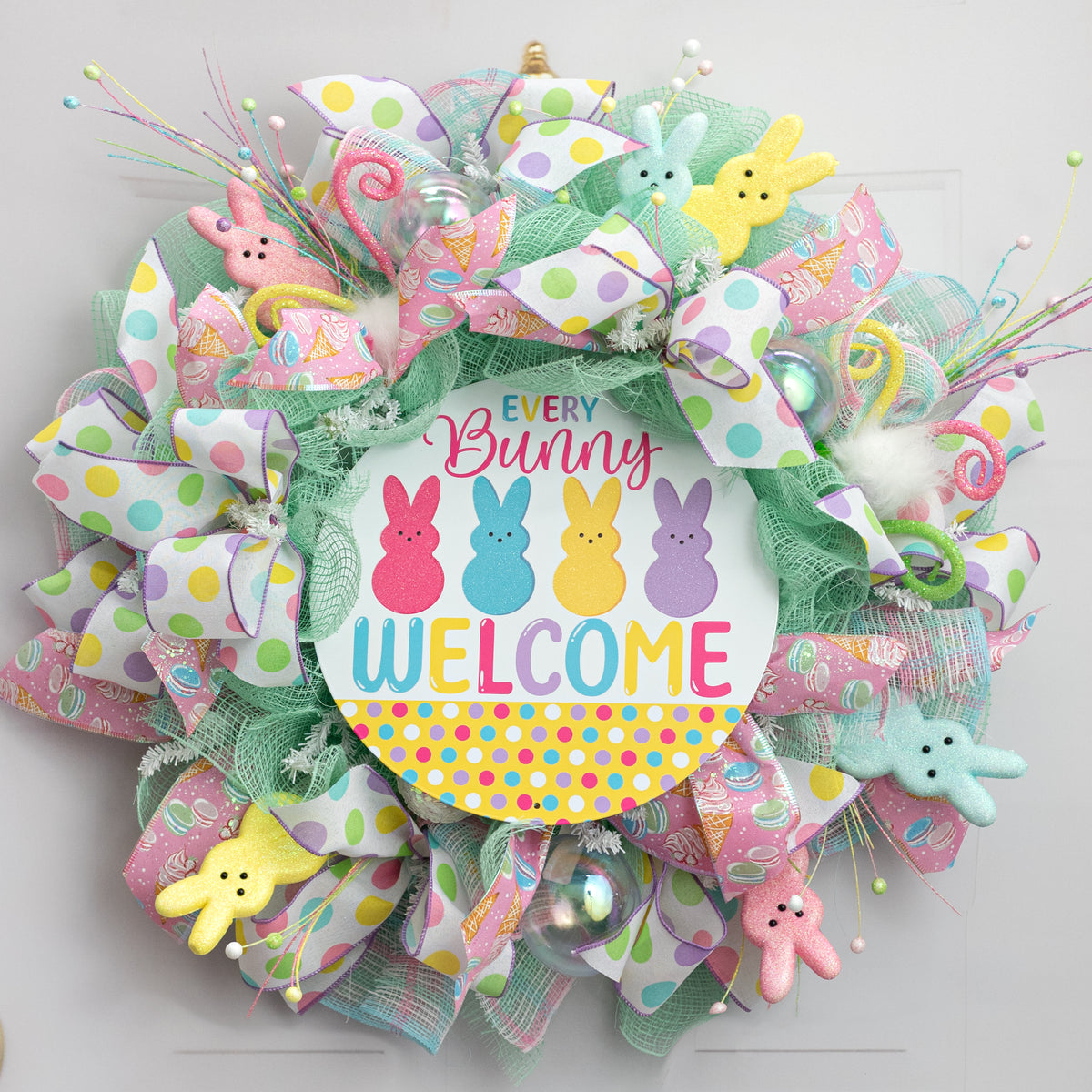 12" Round Metal Sign: Every Marshmallow Bunny Welcome