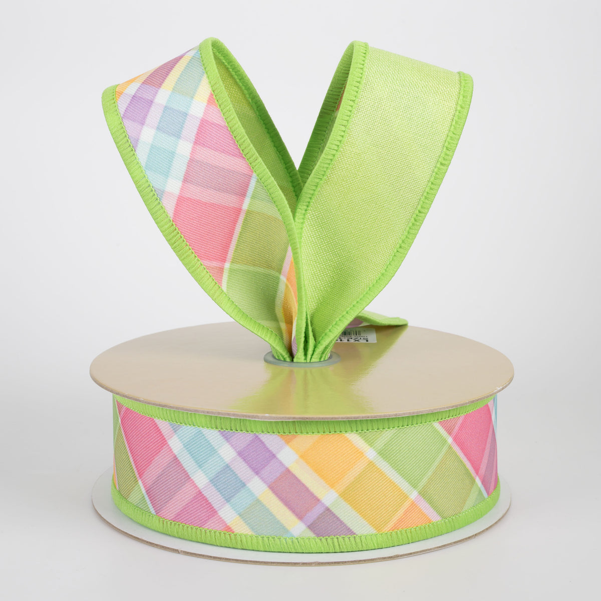 1.5" Double Sided Fused Plaid Ribbon: Spring Pastels (10 Yards)