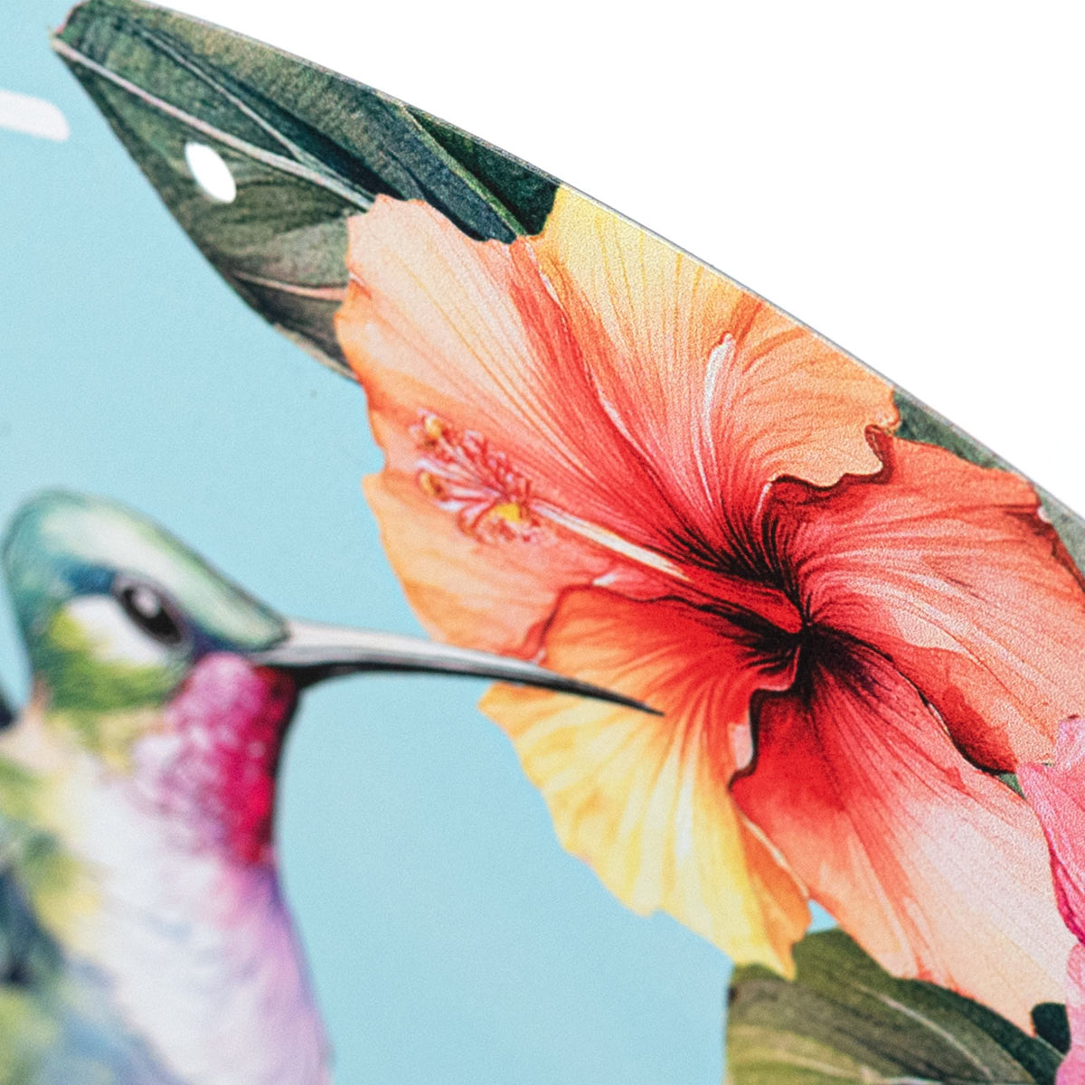 12" Round Metal Sign: Home Sweet Home Hibiscus Hummingbird