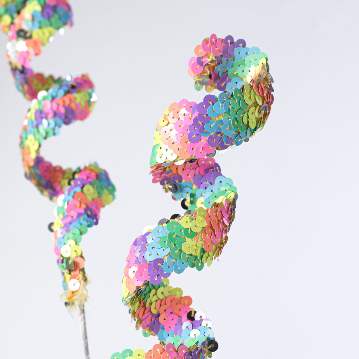 29" Sequin Ribbon Curls Spray: Pastel Rainbow